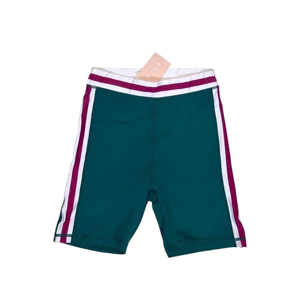 NEW $54 Wilo The Label Green Pink Rib Bike Shorts Size: S